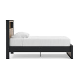 Kozmour Black/Brown Twin Bookcase Complete Bed Frame — side view
