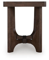 Korestone Dark Brown Coffee Table with 2 End Tables — side view