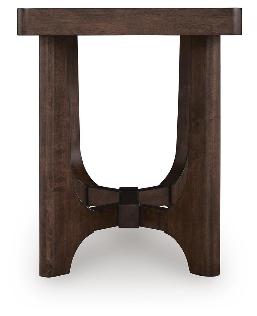 Korestone Dark Brown Coffee Table with 2 End Tables — side view