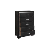 Bellante Black Modern Contemporary Solid Wood And Veneers Bookcase Storage LED Bedroom Set - Ella Furniture