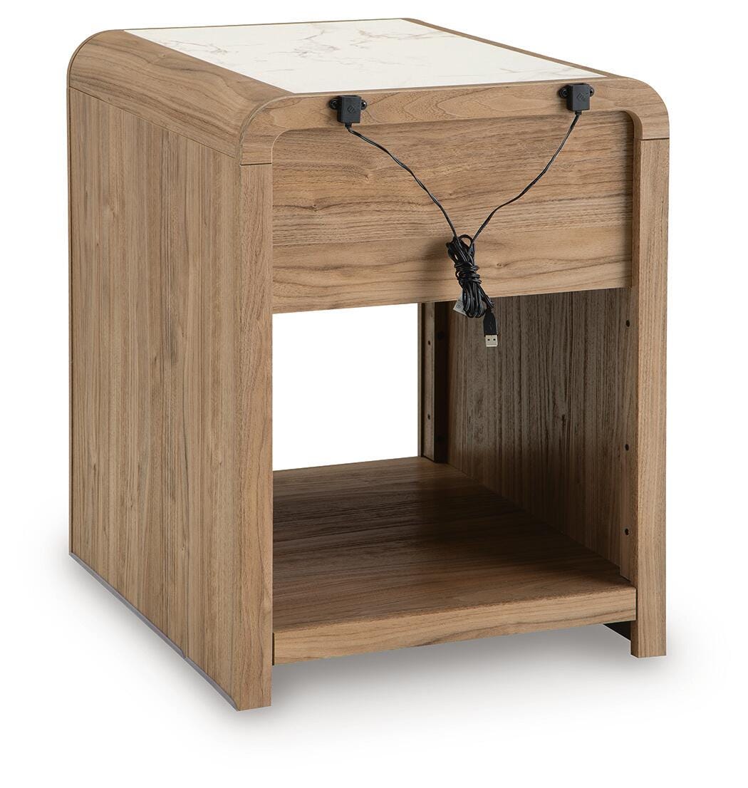 Dovander White/Natural End Table — back view