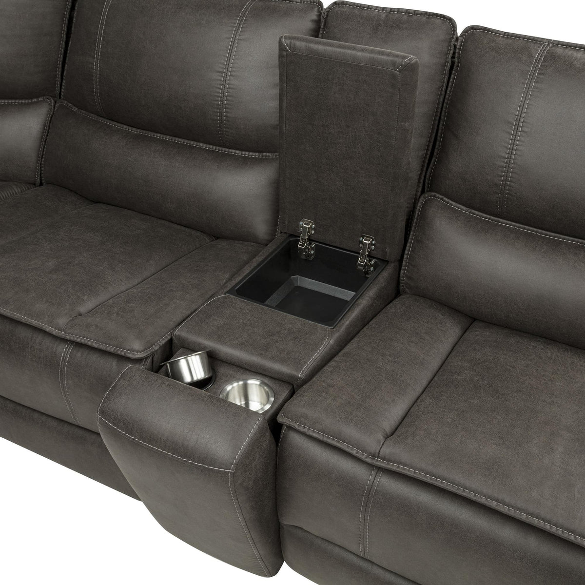 Marcell 6-Piece L-Shaped Power Reclining Sectional with Console Grey — product image 16