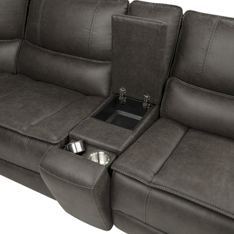 Marcell 6-Piece L-Shaped Power Reclining Sectional with Console Grey — product image 16