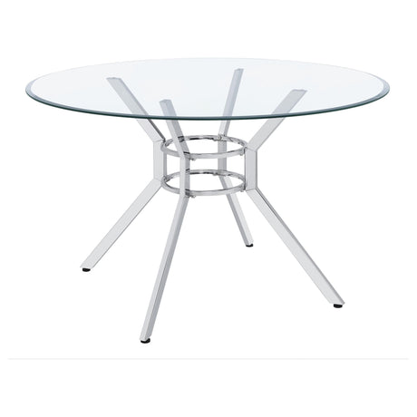Steele 48-inch Round Glass Top Dining Table Chrome — product view