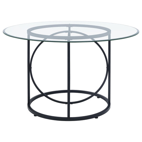 Levy 48-inch Round Glass Top Dining Table Matte Black — product image 4