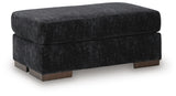 Whitmore Manor Black Pearl Chenille,Velvet Ottoman angled view