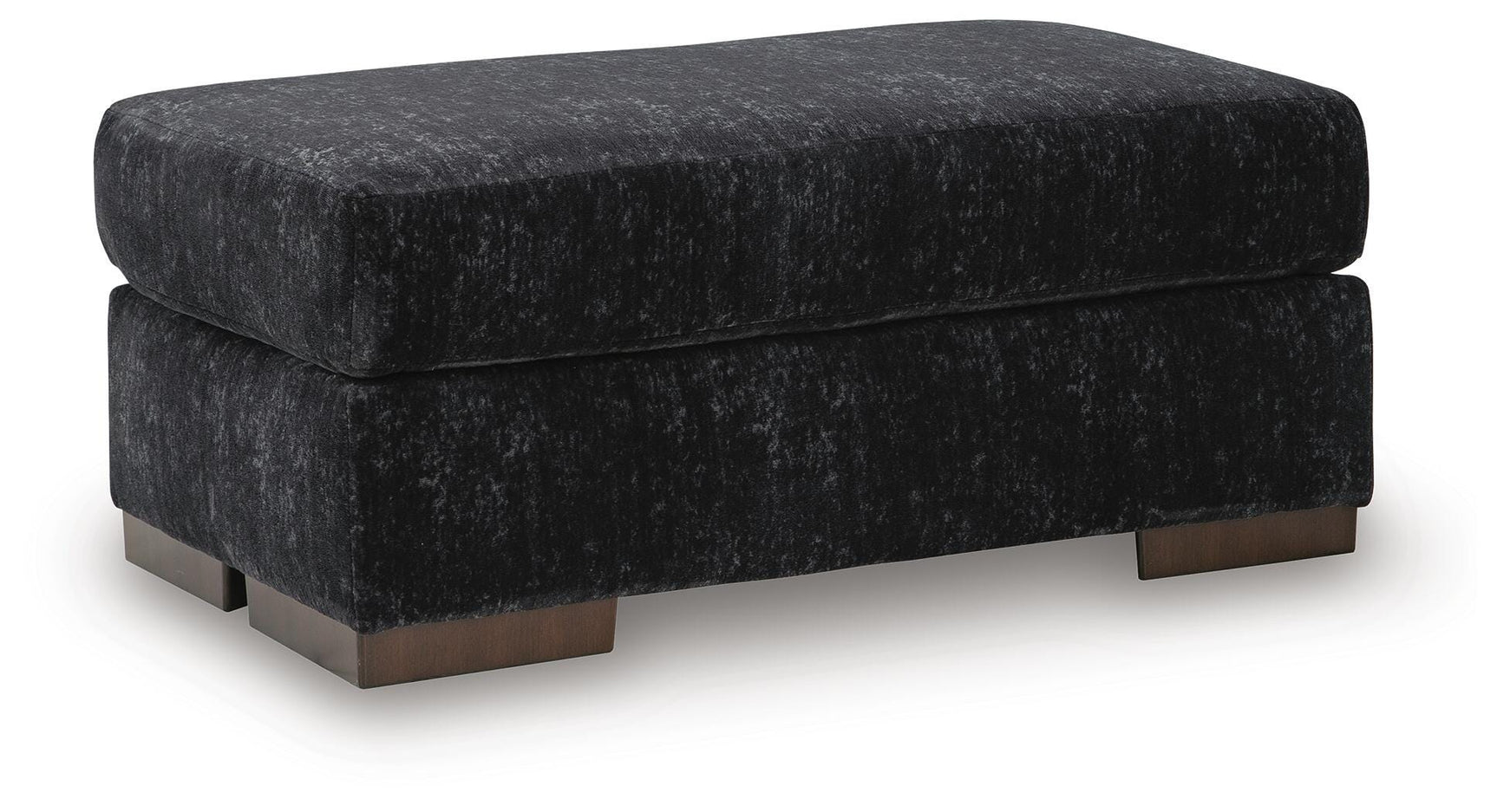 Whitmore Manor Black Pearl Chenille,Velvet Ottoman angled view