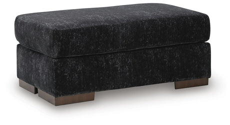 Whitmore Manor Black Pearl Chenille,Velvet Ottoman angled view