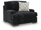 Whitmore Manor Black Pearl Chenille,Velvet Oversized Chair angled view