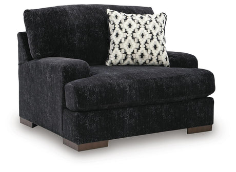 Whitmore Manor Black Pearl Chenille,Velvet Oversized Chair angled view