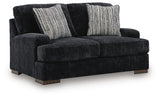 Whitmore Manor Black Pearl Chenille,Velvet Loveseat angled view