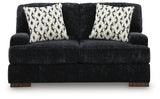 Whitmore Manor Black Pearl Chenille,Velvet Loveseat view 3