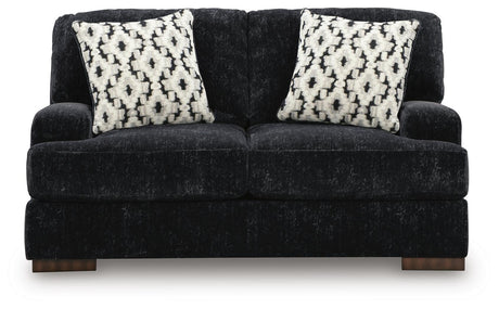Whitmore Manor Black Pearl Chenille,Velvet Loveseat view 3