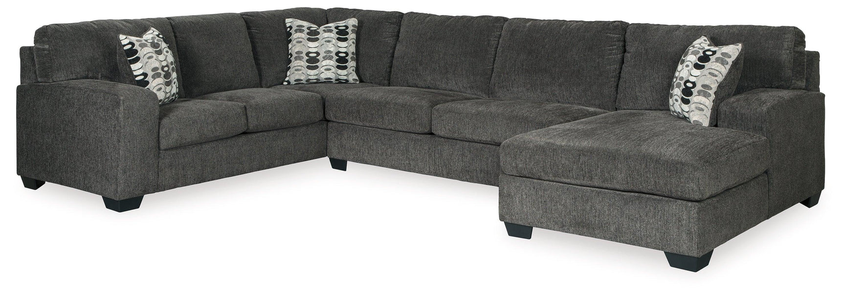 Ballinasloe Smoke Chenille 3-Piece Sectional With Chaise 80703S2 - Ella Furniture