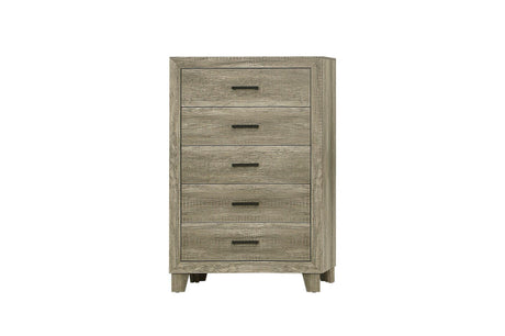 Gray Modern Traditional Rustic Solid Wood And Veneers Panel Bedroom Set - Ella Furniture