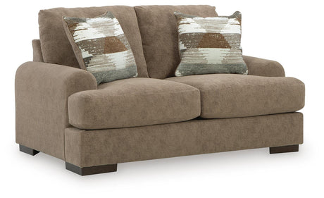 Jayne Park Pecan Chenille Loveseat angled view