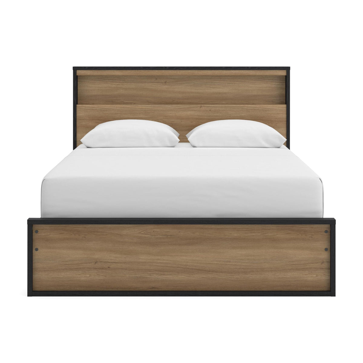 Kozmour Black/Brown Queen Bookcase Complete Bed Frame — front view