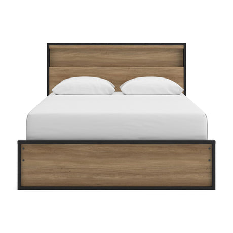 Kozmour Black/Brown Queen Bookcase Complete Bed Frame — front view