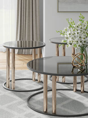 Black and Gold Coffee Table with Two End Tables — product image 2
