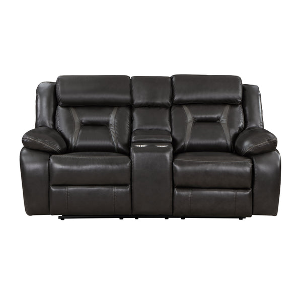 Amite Dark Gray Faux Leather Reclining Loveseat