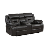 Amite Dark Gray Faux Leather Reclining Loveseat
