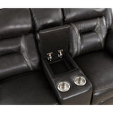 Amite Dark Gray Faux Leather Reclining Loveseat