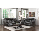 Amite Dark Gray Faux Leather Reclining Loveseat
