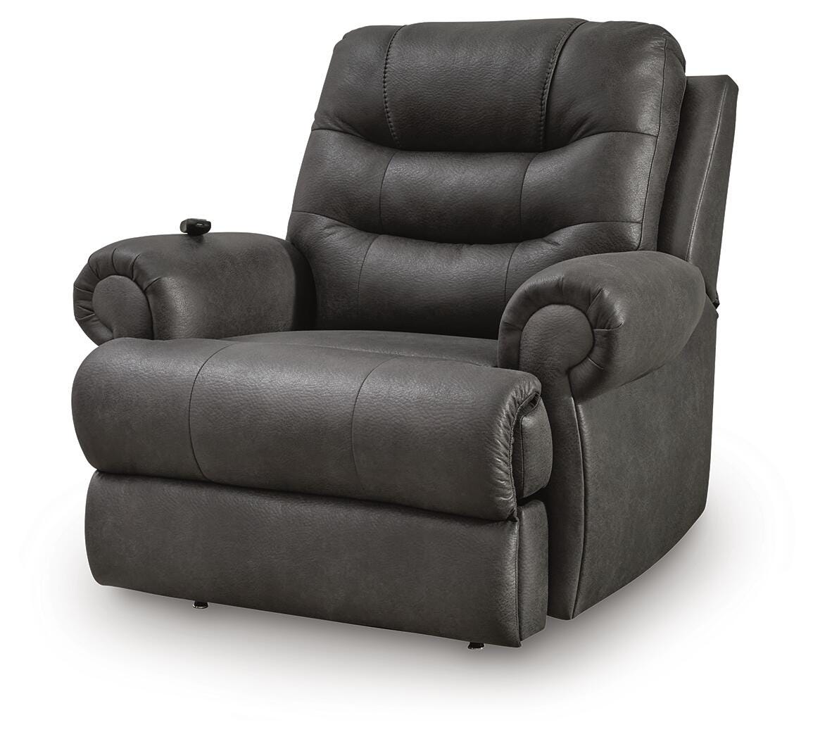 Revived and Restored Granite Faux Leather Power Lift Recliner from Ella Furniture