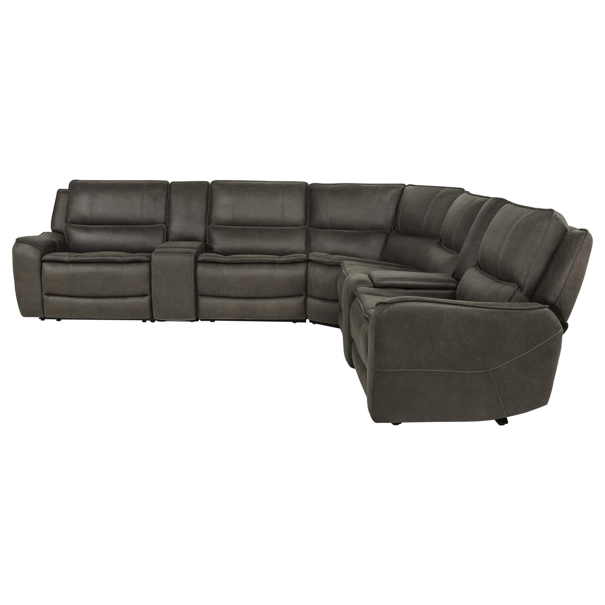 Marcell 7-Piece L-Shaped Power Reclining Sectional with Dual Consoles Grey — product image 4