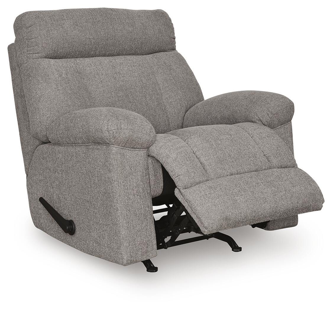 Hoyne Park Smoke Performance Fabric,Next-Gen Nuvella™,Chenille Recliner angled view