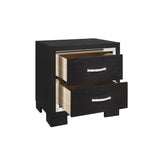 Bellante Black Modern Contemporary Solid Wood And Veneers Bookcase Storage LED Bedroom Set - Ella Furniture