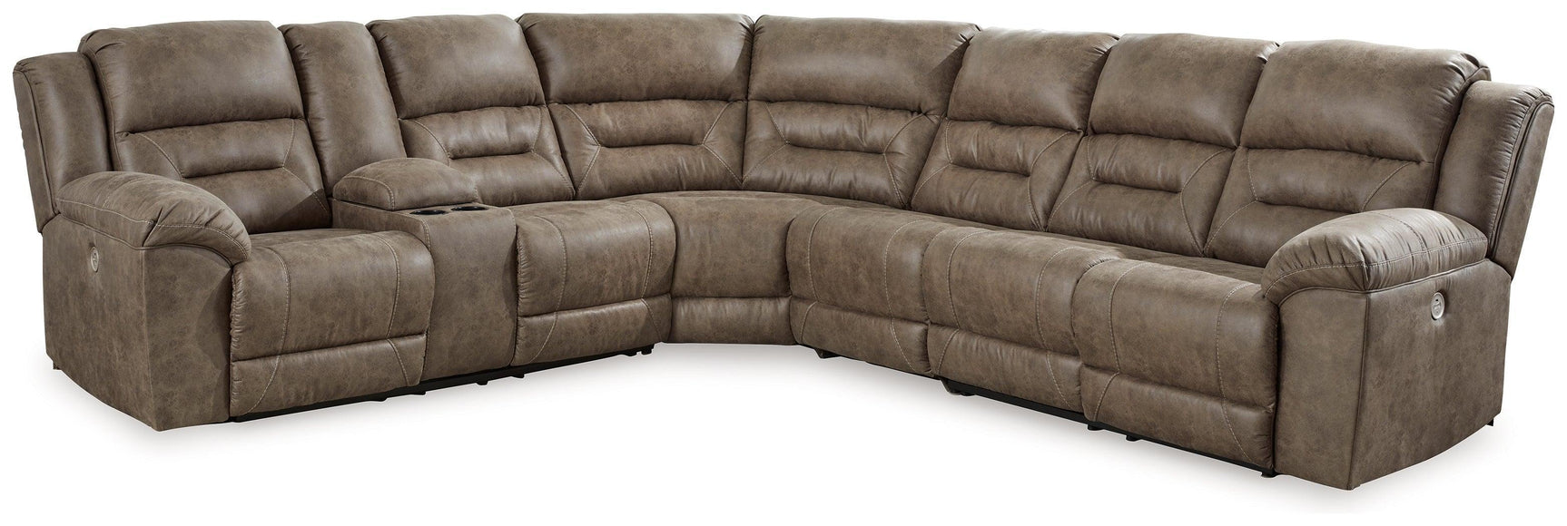 Ravenel Fossil Faux Leather 4-Piece Power Reclining Sectional Sofa