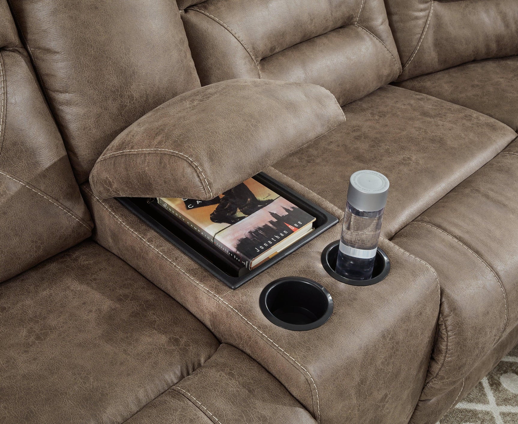 Ravenel Fossil Faux Leather 4-Piece Power Reclining Sectional Sofa