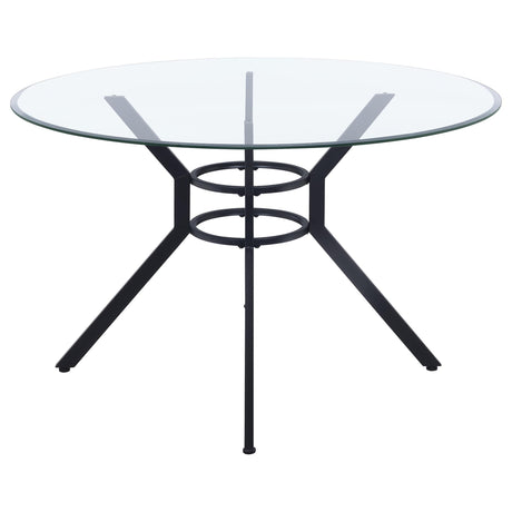 Steele 48-inch Round Glass Top Dining Table Matte Black — product image 4