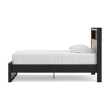 Kozmour Black/Brown Twin Bookcase Complete Bed Frame — side view