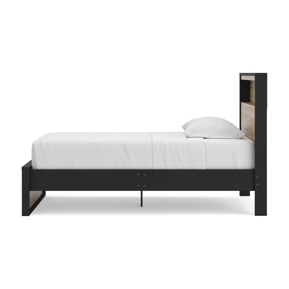 Kozmour Black/Brown Twin Bookcase Complete Bed Frame — side view