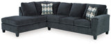 Abinger Smoke Chenille 2-Piece Sleeper Sectional With Chaise - Ella Furniture