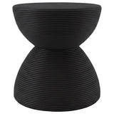 Macedo Round Ribbed Rattan Drum End Table Black — product view