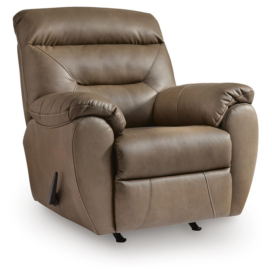 Elksworth Biscotti Faux Leather Recliner angled view
