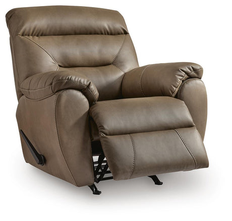 Elksworth Biscotti Faux Leather Recliner angled view