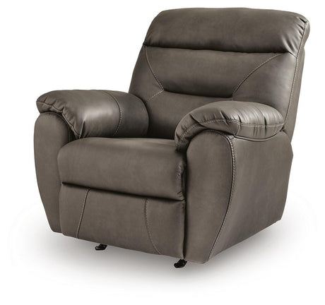 Elksworth Ash Faux Leather Recliner angled view