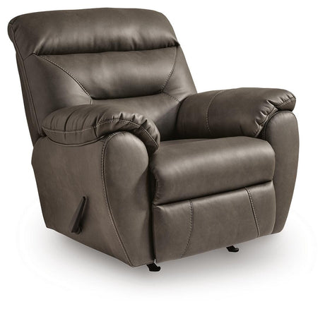 Elksworth Ash Faux Leather Recliner angled view