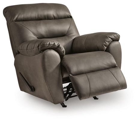 Elksworth Ash Faux Leather Recliner angled view