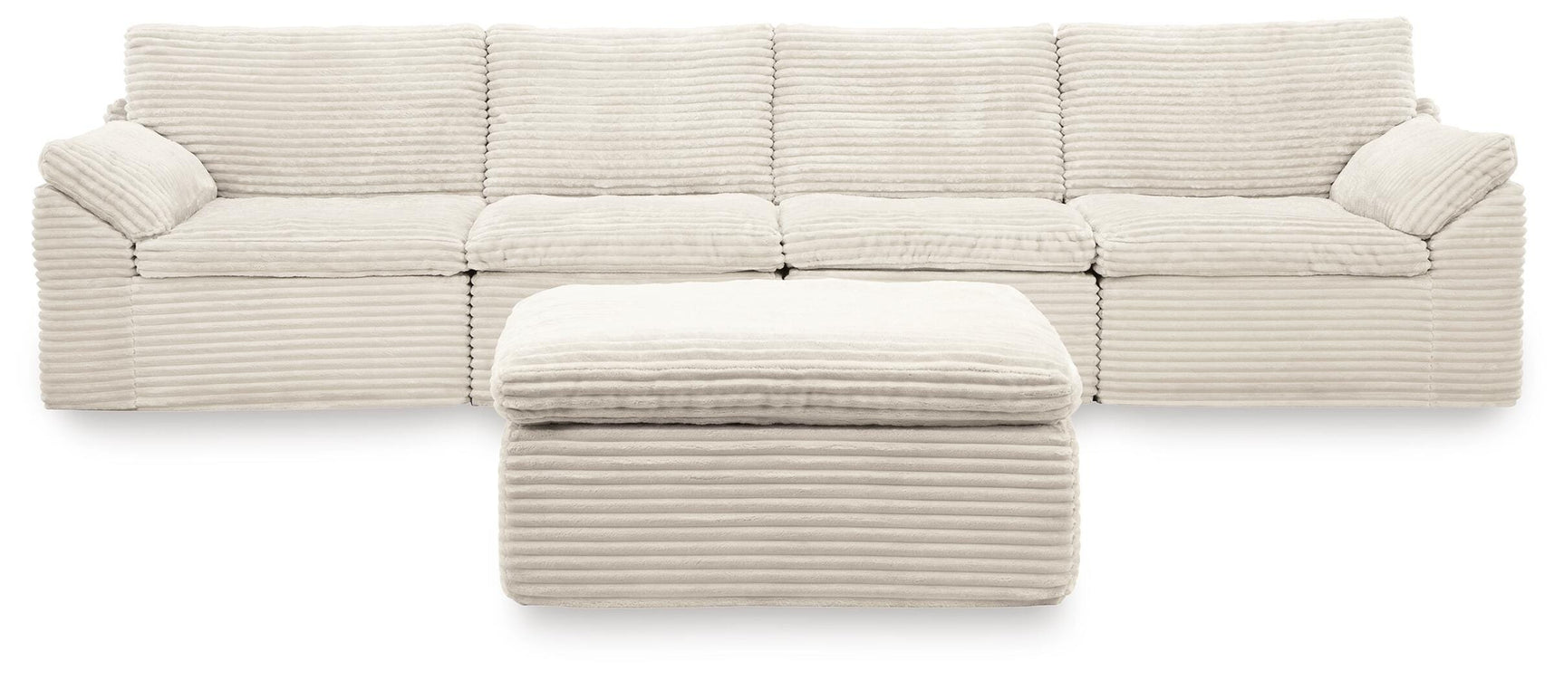 Fannin Ivory 4-Piece Sectional with Ottoman