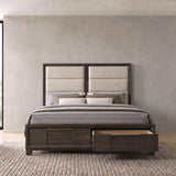 Farre Queen Upholstered Storage Platform Bed Dark Brown — product image 12