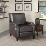 Berenson Dark Brown Modern Transitional Solid Wood And Plywood Faux Leather Recliners - Ella Furniture