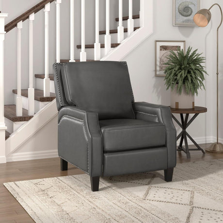 Berenson Gray Transitional Solid Wood And Plywood Chenille Faux Leather Recliners - Ella Furniture