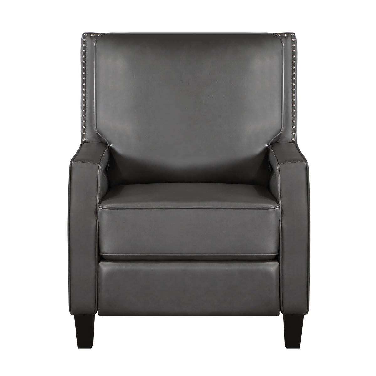 Berenson Gray Transitional Solid Wood And Plywood Chenille Faux Leather Recliners - Ella Furniture