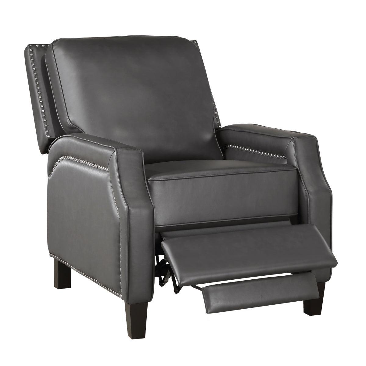 Berenson Gray Transitional Solid Wood And Plywood Chenille Faux Leather Recliners - Ella Furniture