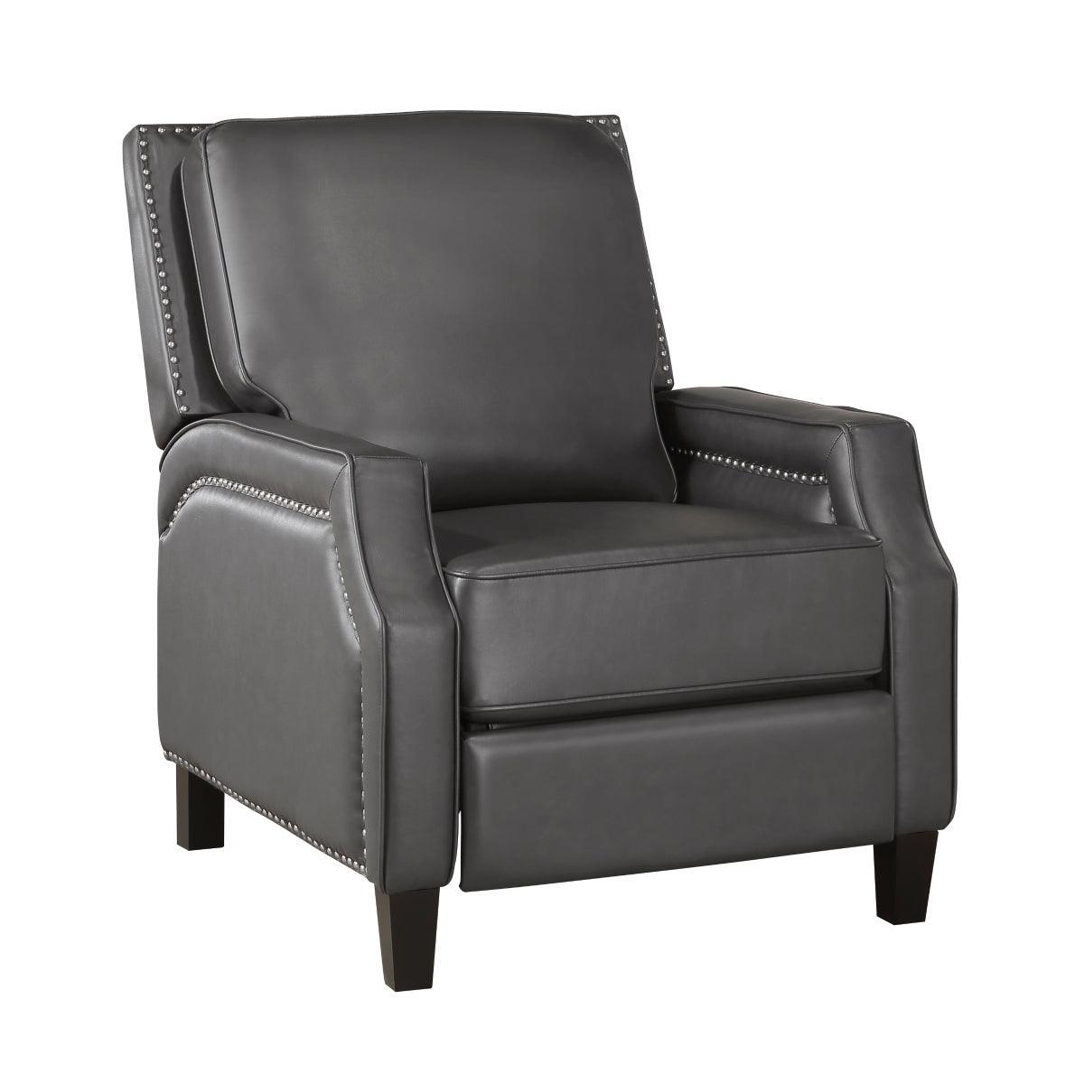 Berenson Gray Transitional Solid Wood And Plywood Chenille Faux Leather Recliners - Ella Furniture